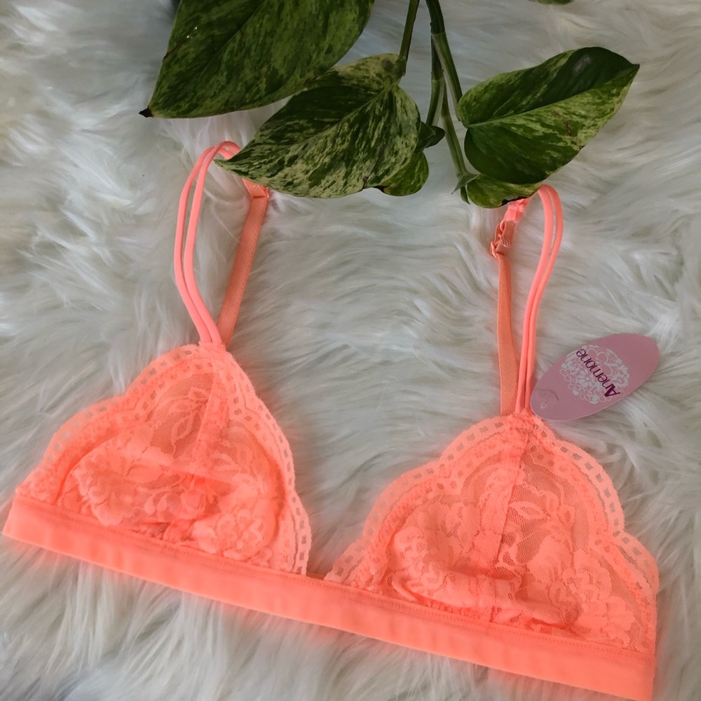 Peach Lace Bralette with Hook Adjustable Straps